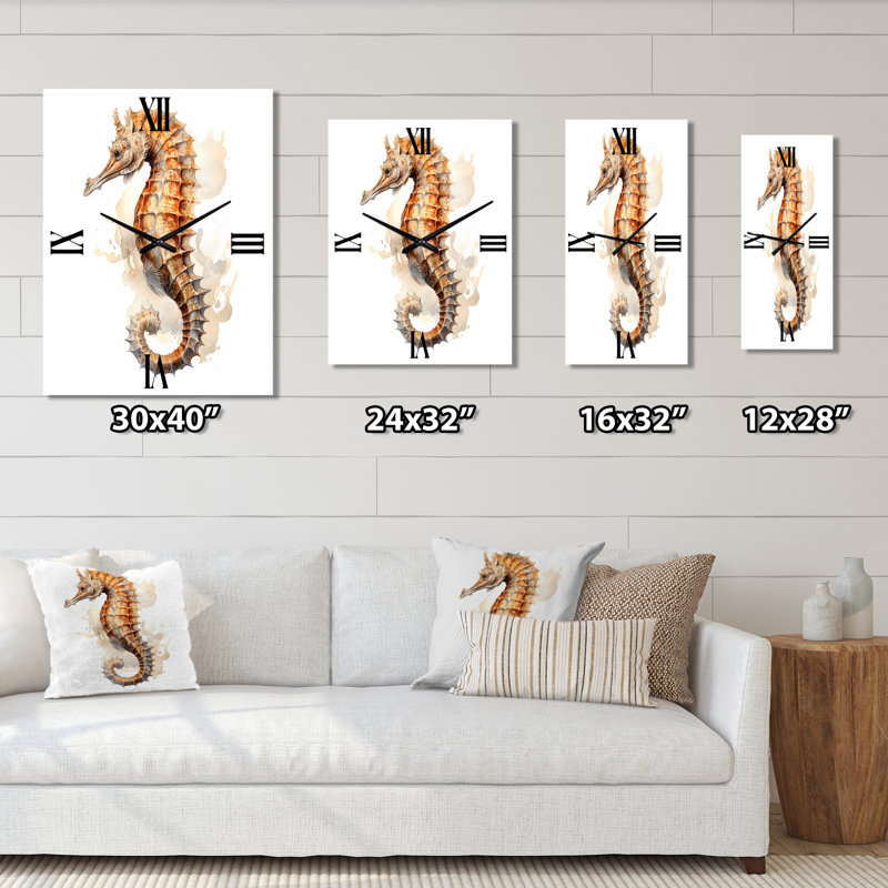 Horloge murale Coral Sea Horse II - Animaux, Très grand