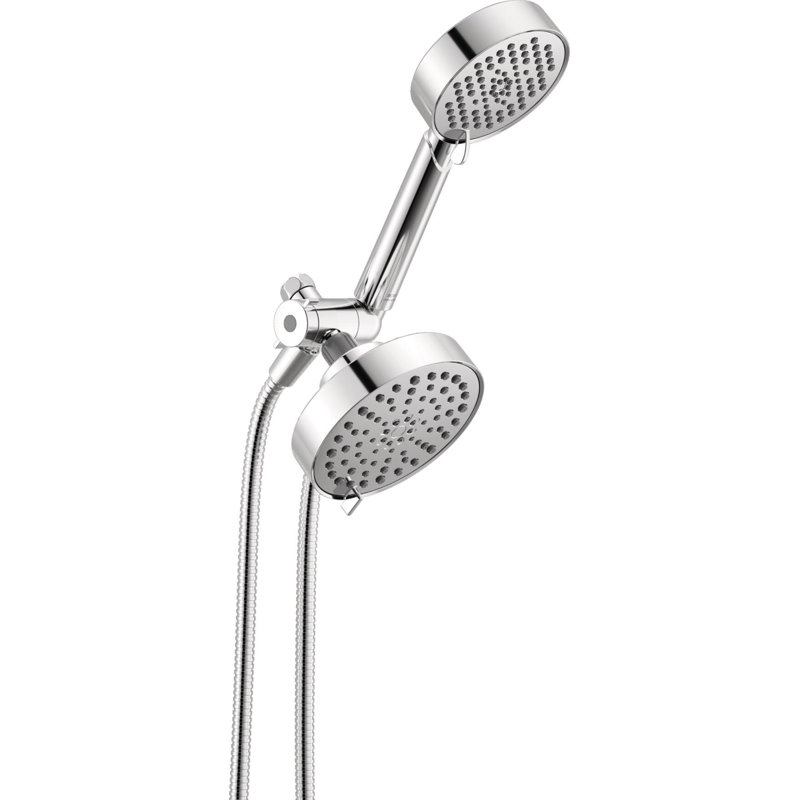 Round 2-in-1 Dual Shower Head with 5-Setting HandHeld Spray 1.75 GPM Chrome, Chrome