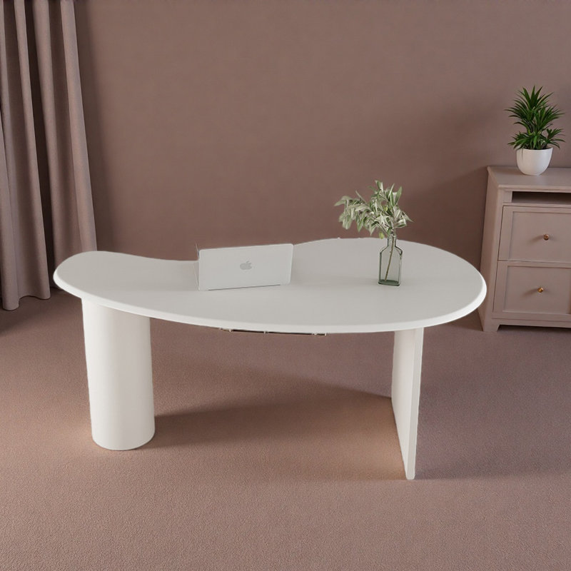 Bureau courbé Nordic Modern, H 29,5 po x l 63 po x P 27,6 po, Blanc