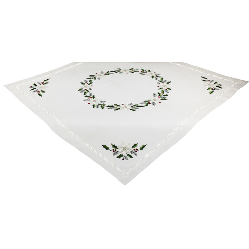 Samuelson Embroidered Hemstitch Table Topper, 52" L x 52" W