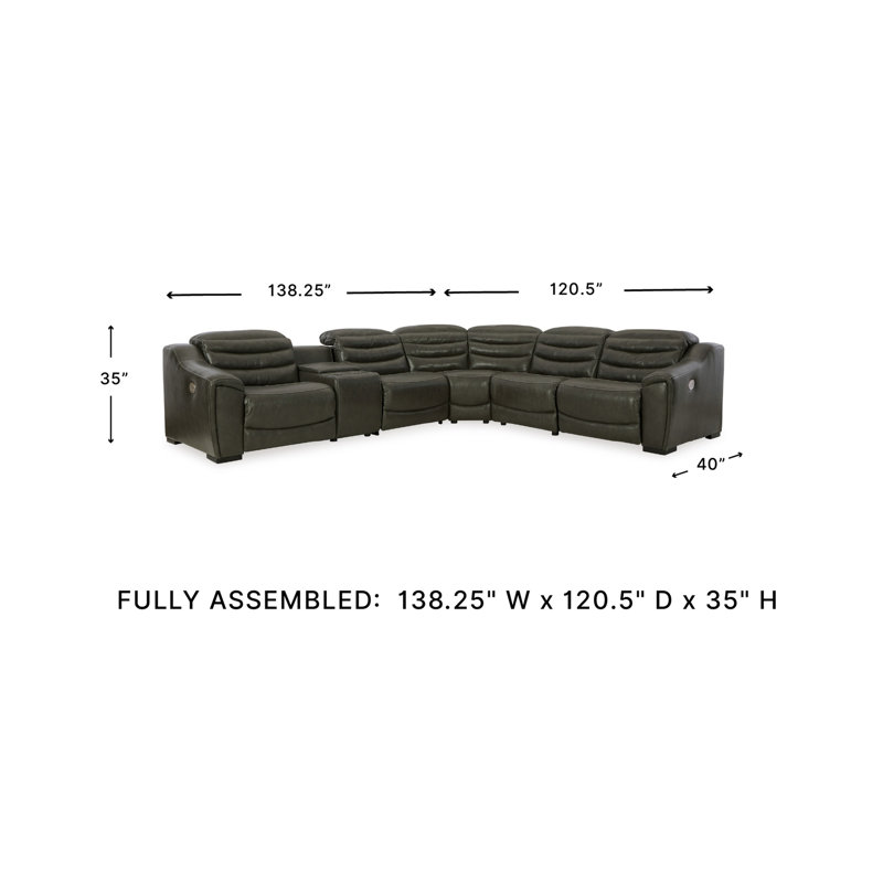 Melynn Leather Power Reclining Curved Sectional Symmetrical