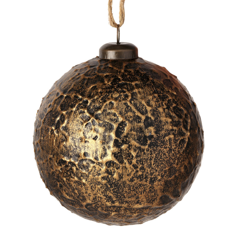 Ornement boule en cuir métallique 4 po, Or antique