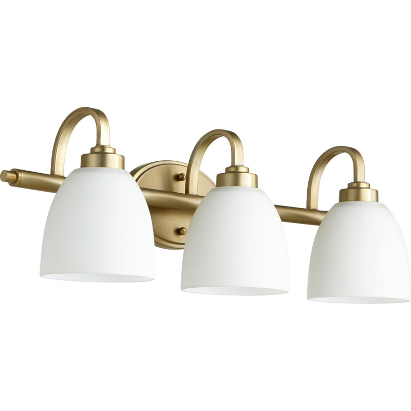 Cariad 3 - Light Dimmable Vanity Light, Aged Brass, Off White