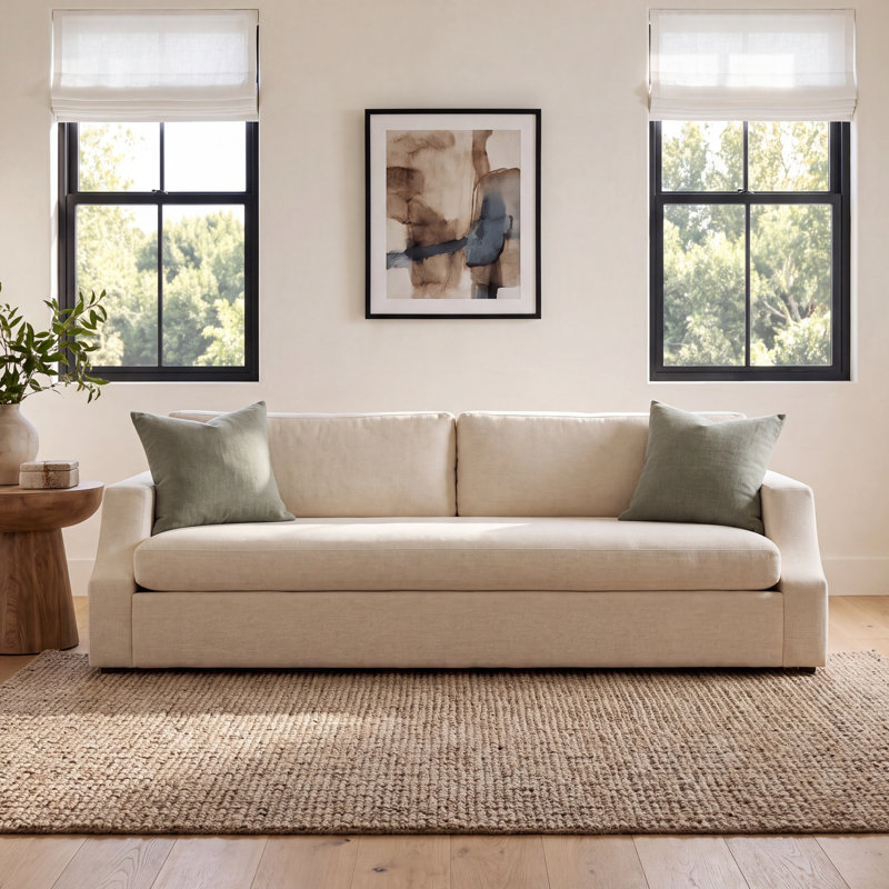 Breanne Langston 105" Upholstered Bench Sofa, Crypton Nomad Snow