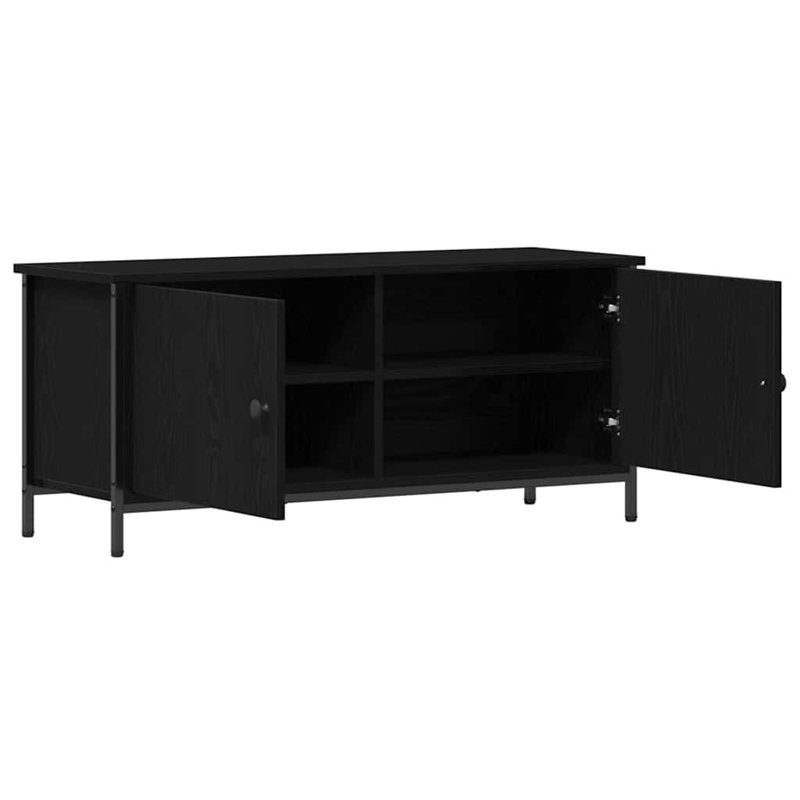 TV Cabinet Engineered Wood, 45cm H x 100cm L x 35cm W, Black Oak