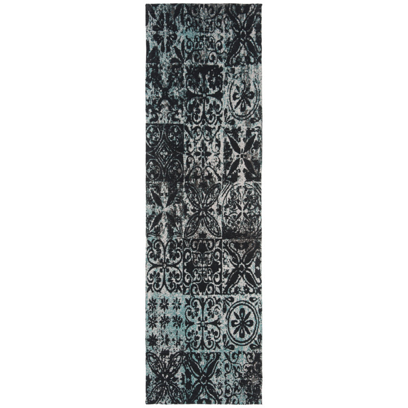 Tapis bleu/noir sud-ouest Goulburn, Tapis de couloir 2 pi 3 po x 8 pi