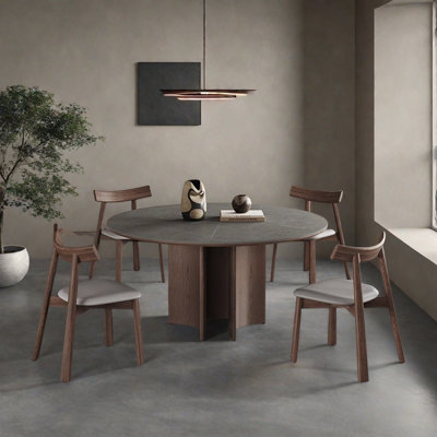 High-end round home dining table and chair