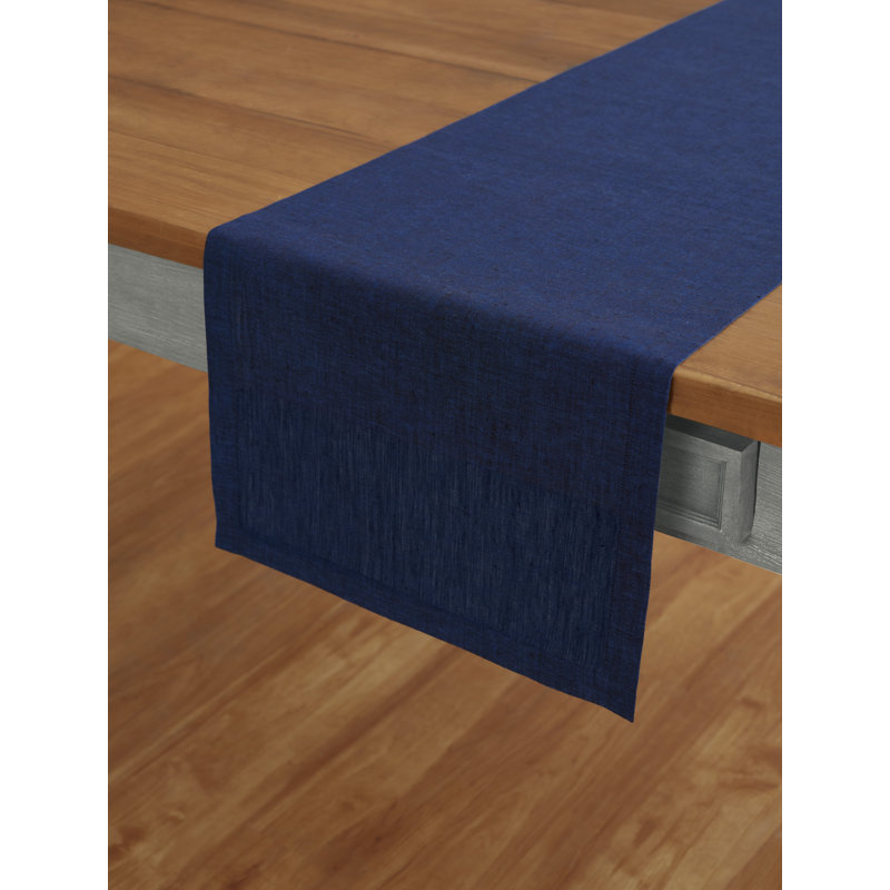 100% Pure Linen Table Runner - Athena, Blue, 90" x 14"