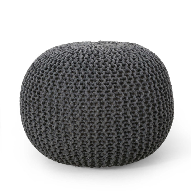 Bordeaux Knitted Cotton Round Pouf