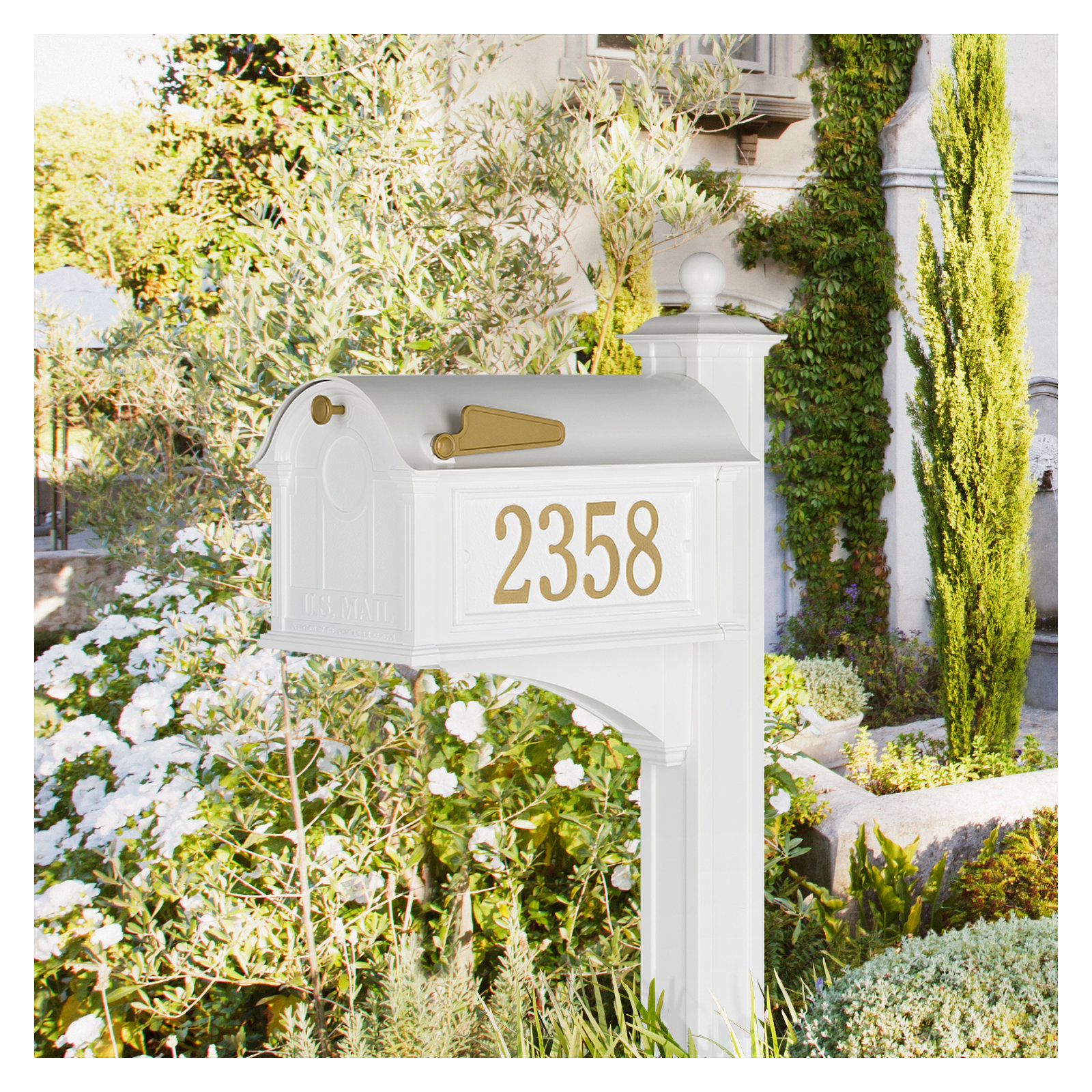 Balmoral Post Mounted Mailbox, White, Yes