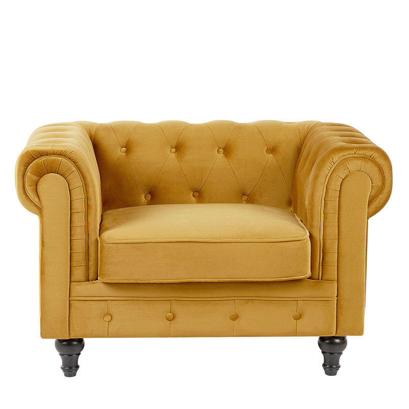 Pendik Velvet Chesterfield Chair, Yellow