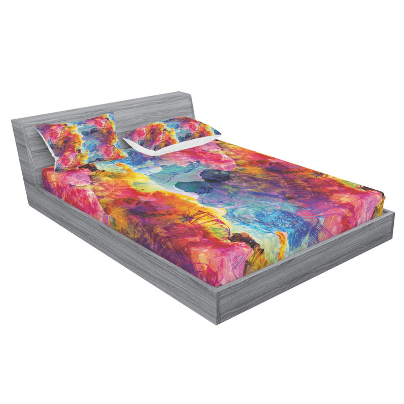 Microfiber Abstract Sheet Set, Queen Sheet Set with Fitted Sheet