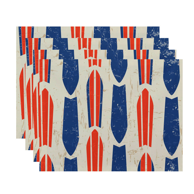 Almeida Polyester Geometric Rectangle Placemat, Orange