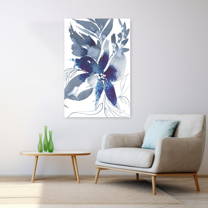 Beauté de l'art abstrait bleu contemporain, H 48 po x l 32 po