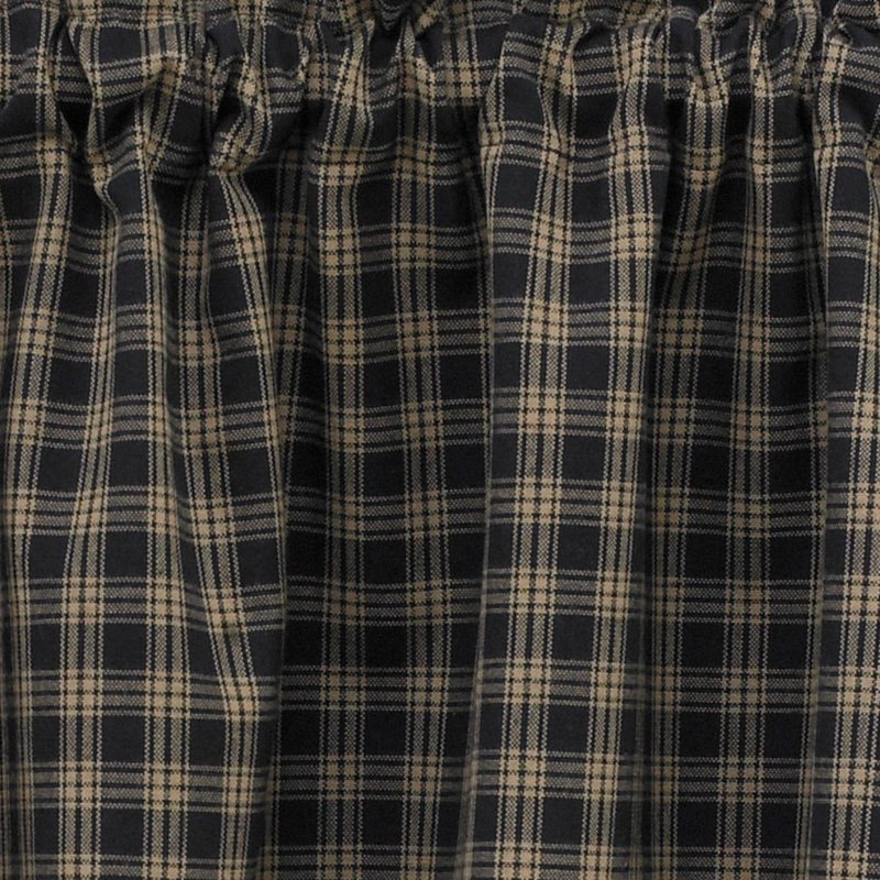 Algerine Cotton Plaid Tailored Window Valance, Black/Tan