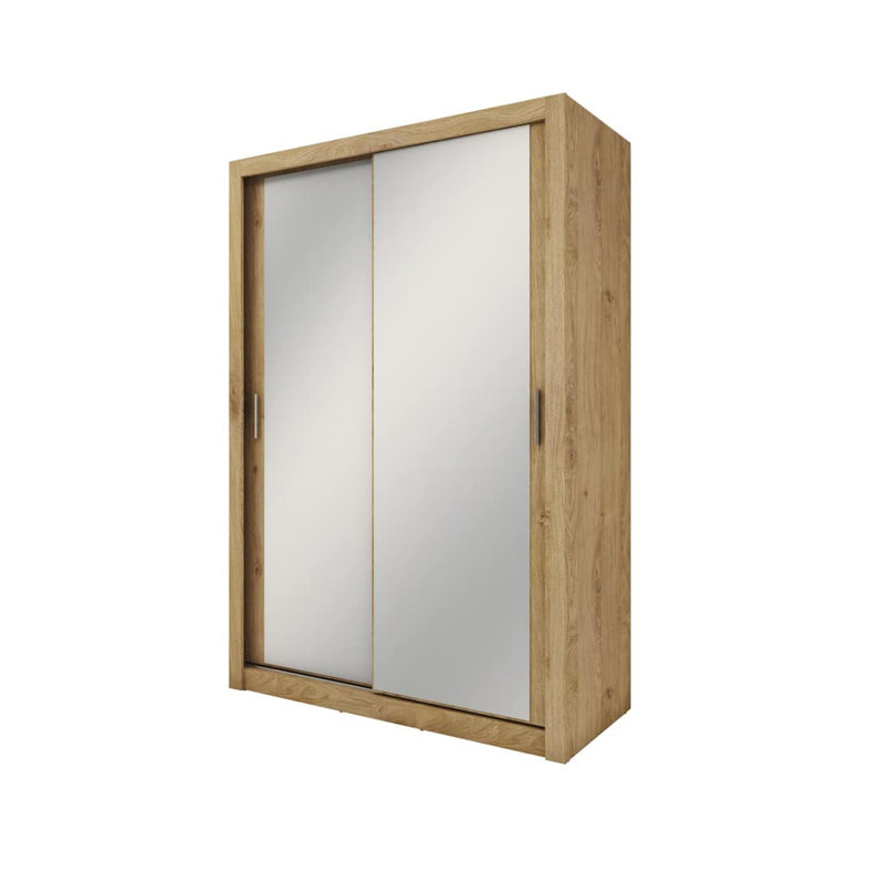 Badrudeen 2 Door Manufactured Wood Wardrobe, Oak Shetland
