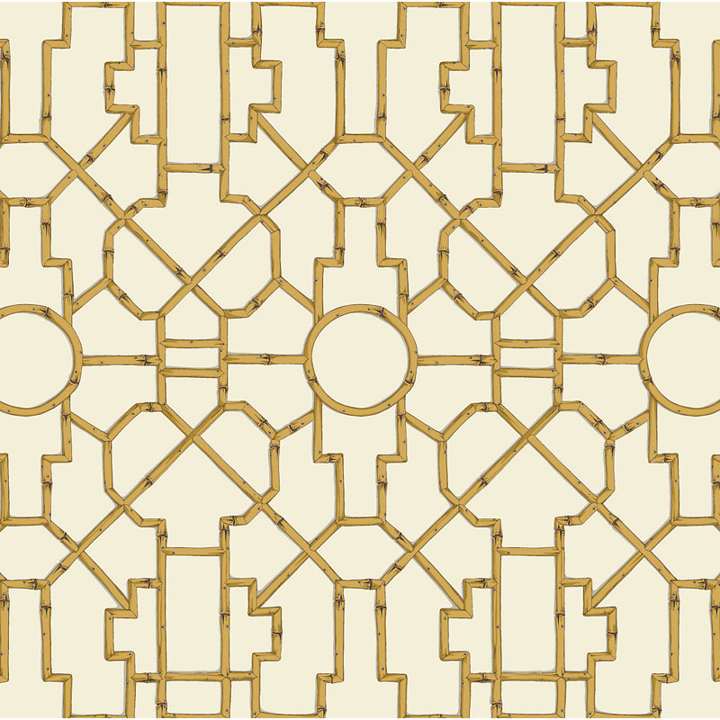 Baldwin Geometric Wallpaper Roll by Scalamandré, Rattan/Brown/Off White