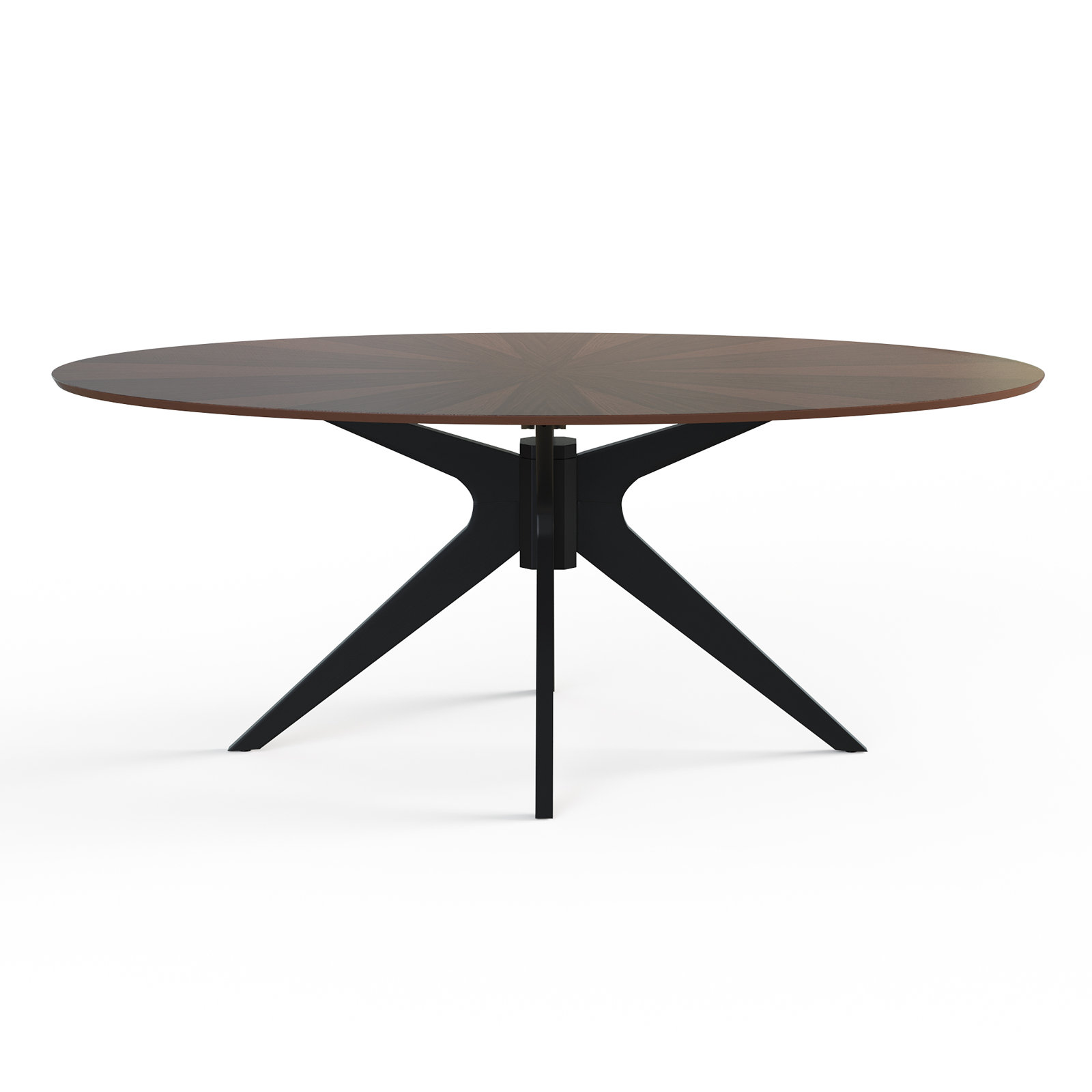 Fenway Single Coffee Table, Walnut Top/Black Base