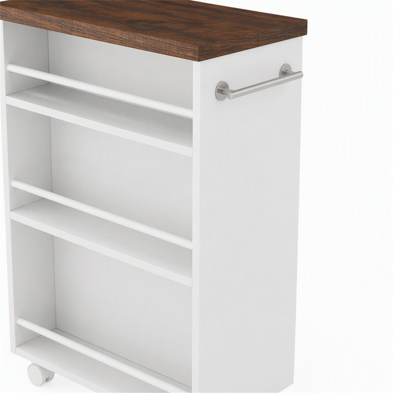 Chariot de rangement à 4 niveaux, chariot de cuisine étroit et mobile pour petits espaces, White