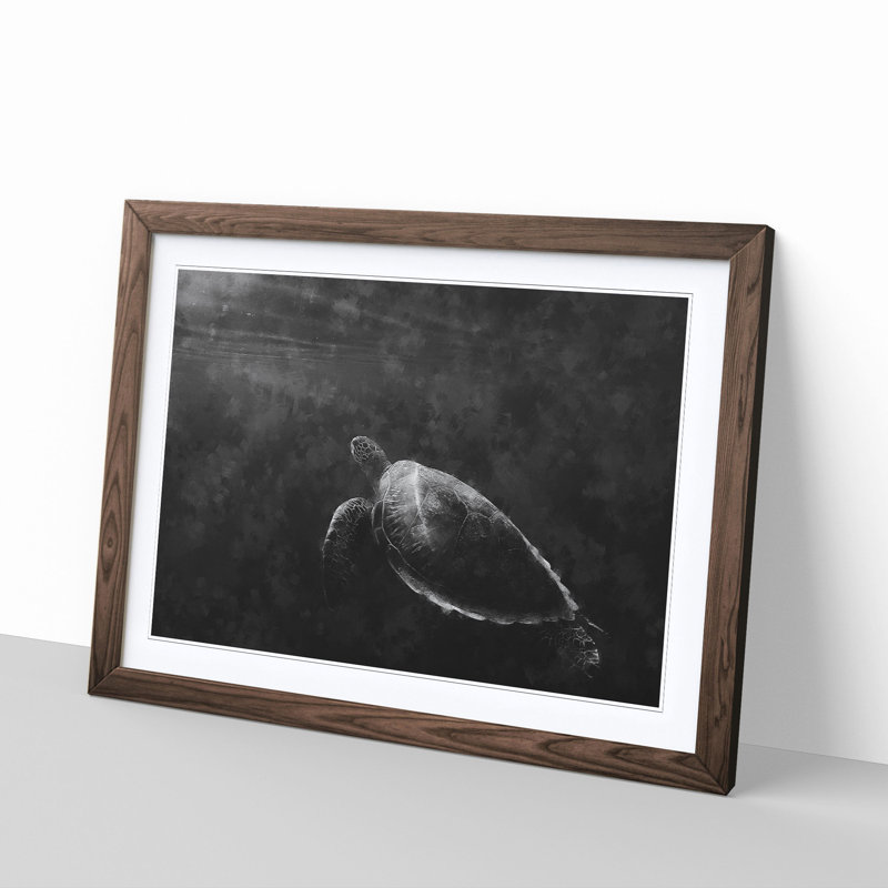 Sea Turtle - Picture Frame Painting Print, 62cm H x 87cm W x 2cm D, Walnut Framed