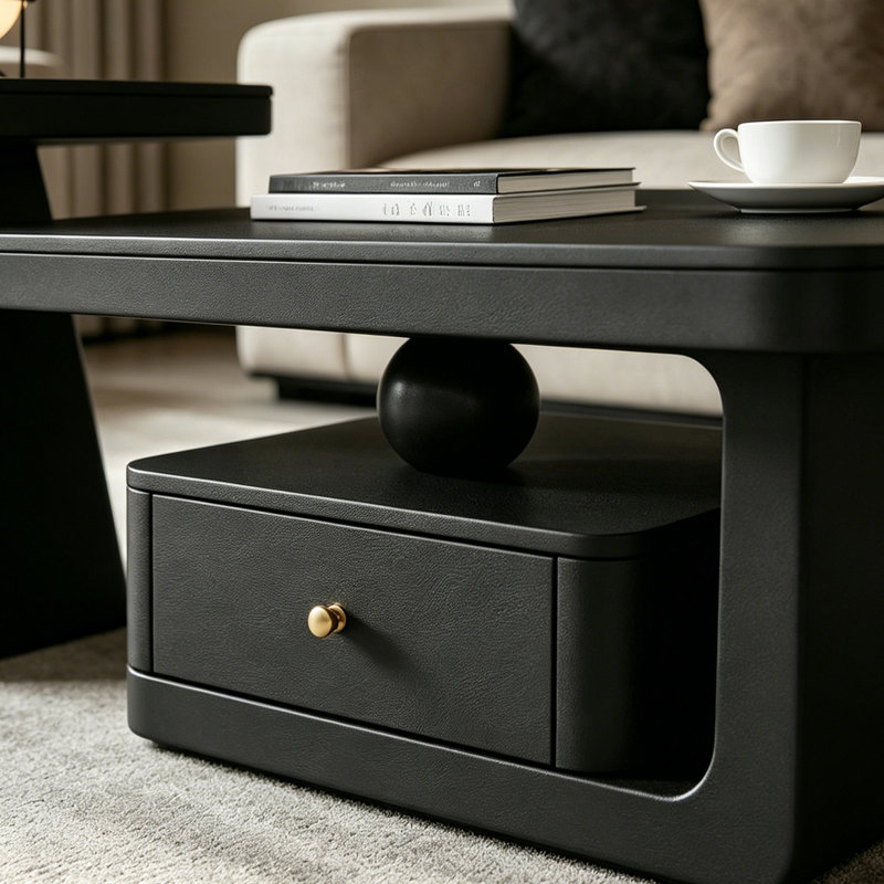 Tiroir de rangement pour table basse Minimalist Rock, Noir, Noir, H 16,53 po x L 27,55 po x l 27,55 po