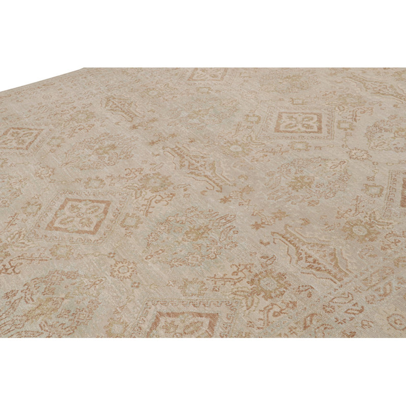 Rug & Kilim’S Oushak Rug In Gray And Beige With All Over Geometric Pattern, Runner 3' x 8'