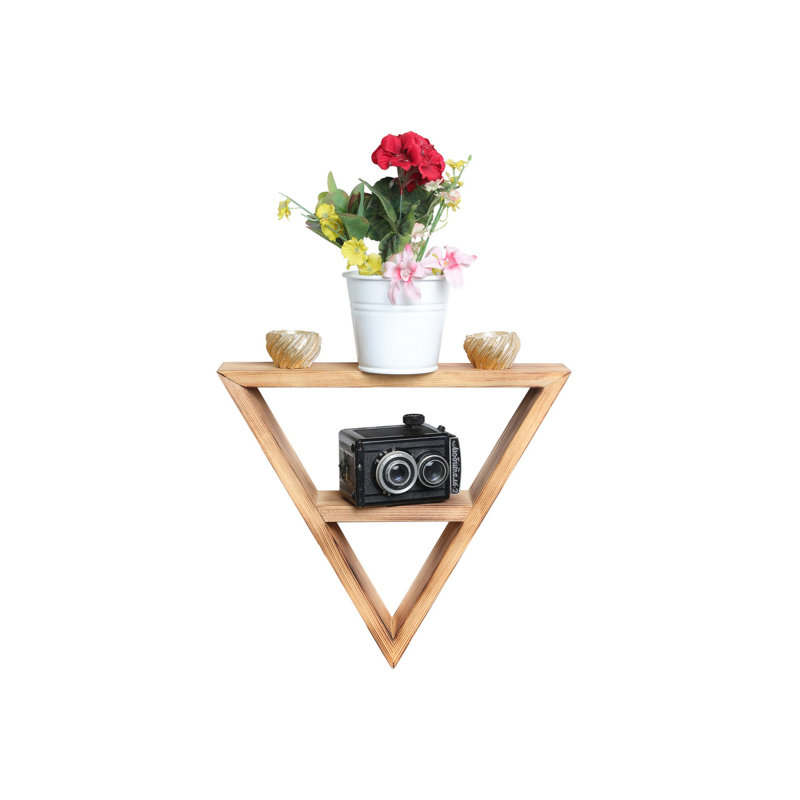 Seitz 2 Piece Triangle Fir Solid Wood Accent Shelf, Oak