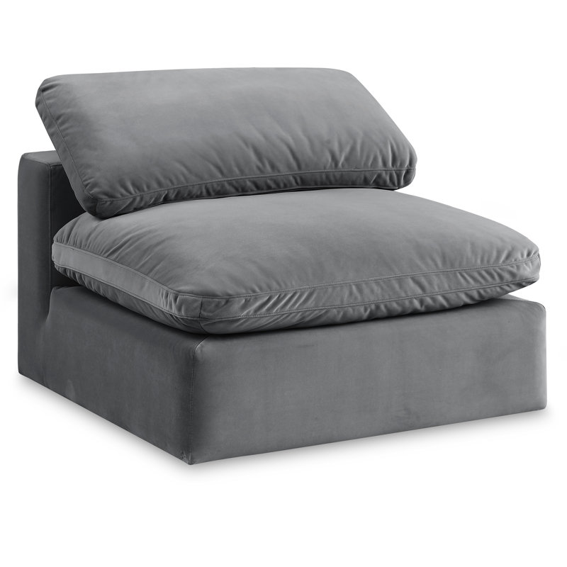 Fauteuil l 40 po, Velours gris