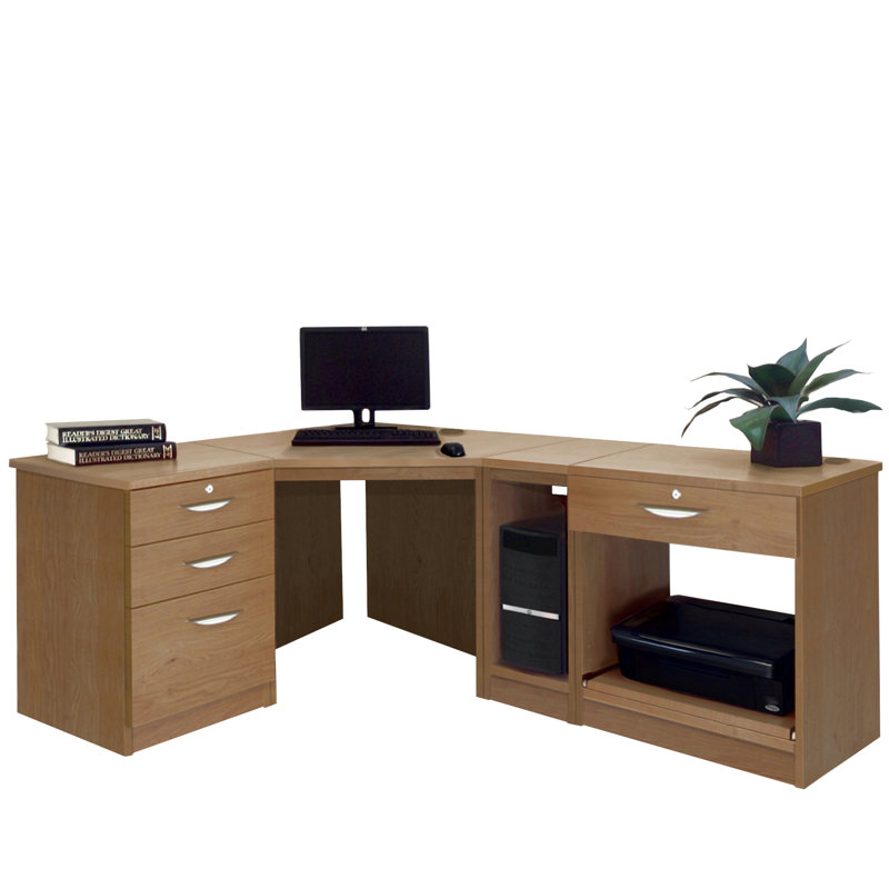Brie L-Shaped Computer Desk, English Oak
