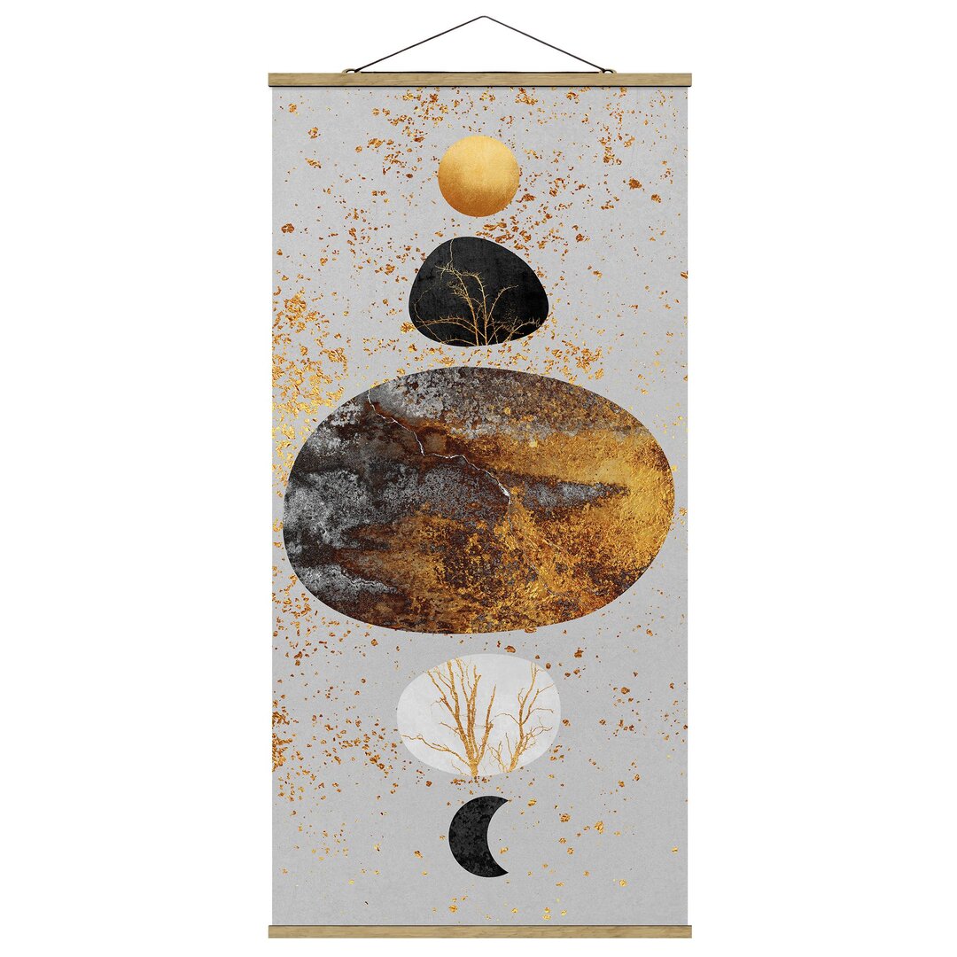 Stoffbild Sun and Moon in Golden Shine von Elisabeth Fredriksson