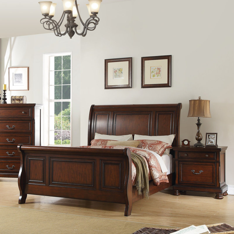 Mobilier de chambre à coucher traditionnel 3 pièces, Très grand lit