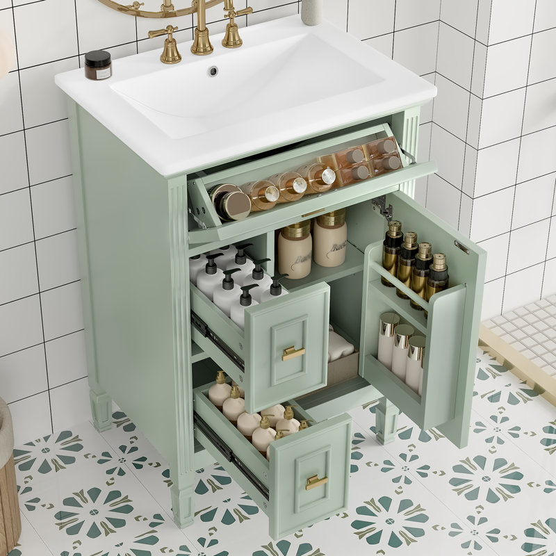 Meuble-lavabo 24 po avec lavabo, Vert, 24"