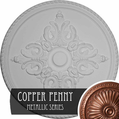 Endurathane Milton Ceiling Medallion, 40 5/8"OD x 1 3/4"P (Fits Canopies up to 7 7/8"), Hand-Painted Copper Penny Finish