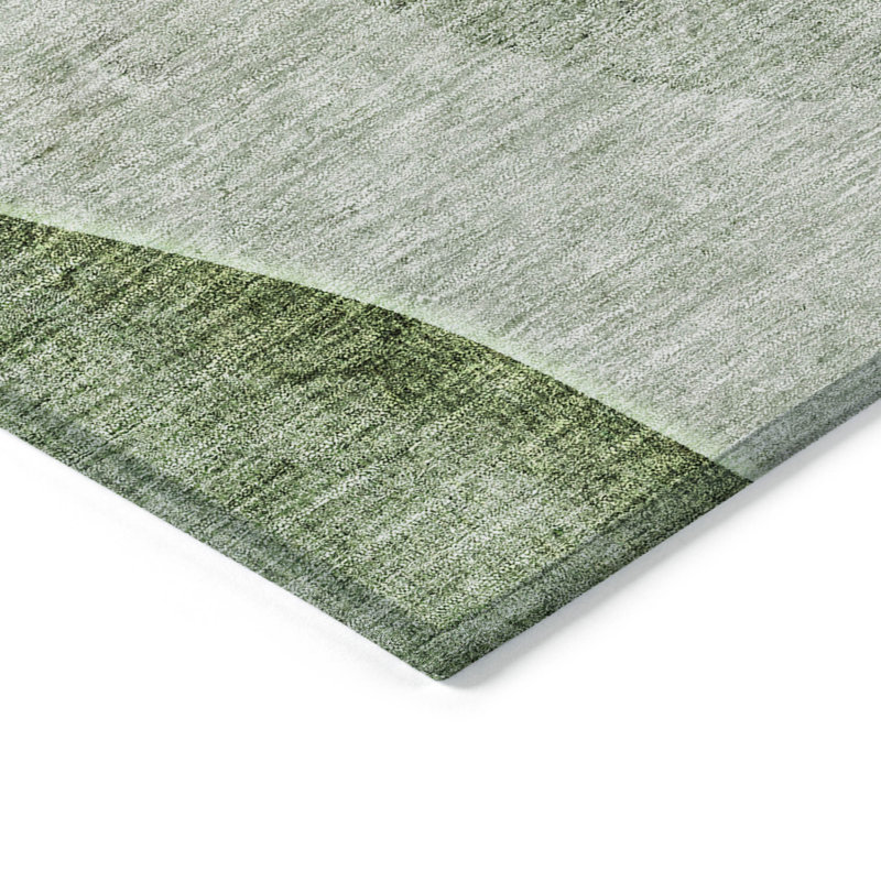Tapis extérieur lavable abstrait vert olive et gris 8 pi x 10 pi