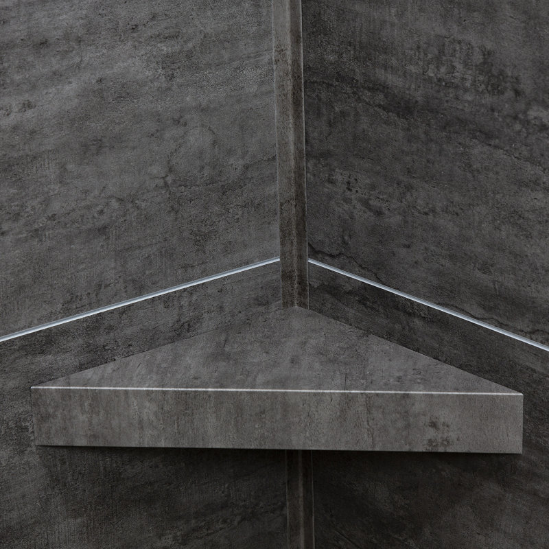 Palisade Vinyl Waterproof Corner Shower Shelf, Ashen 