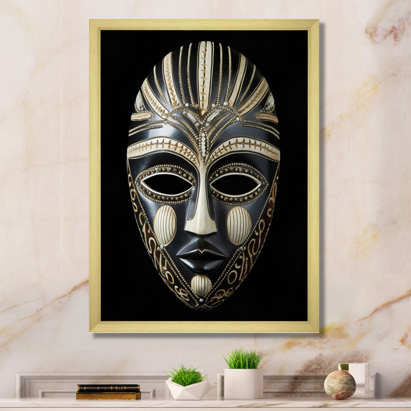 Masque africain Ethnical Traditional, Cadre doré à une seule photo, H 20 po x l 12 po x P 1 po