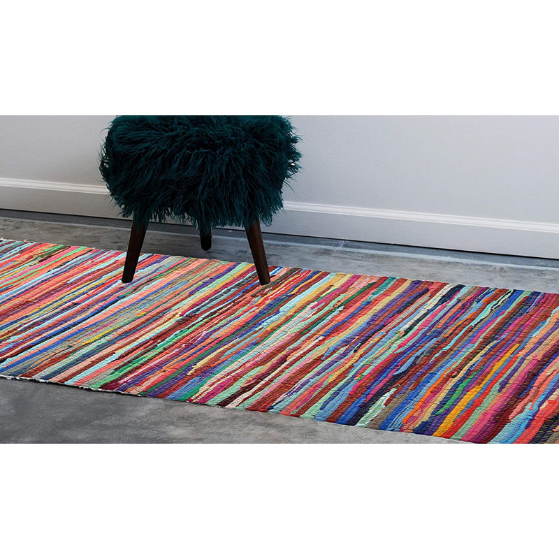 Nisbet Handwoven Multicolour Rag Rug, Rectangle 60 x 90cm