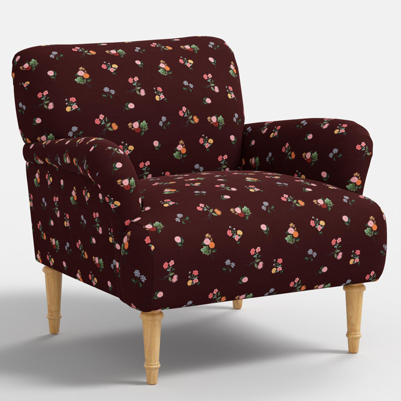 Bristol Armchair In Ditsy Dahlia Burgundy, Ditsy Dahlia Burgundy, Natural