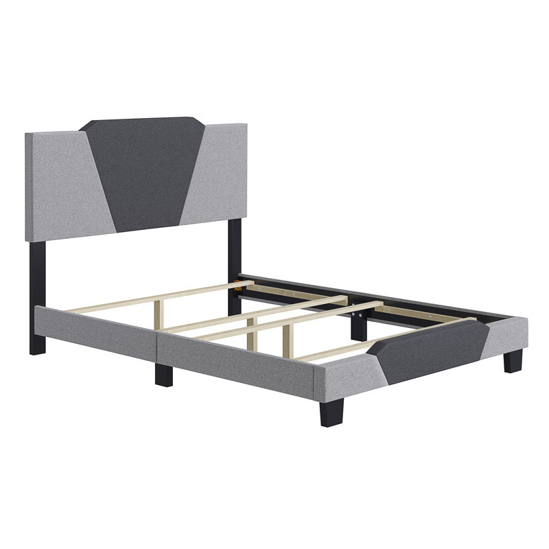 Tuscany Full-Size Linen Upholstered Bed with Diamond-Shaped Headboard