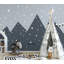 Papier peint amovible Triangle Row Of Mountains Midnight Sky and Stars Crescent Moon-99178650