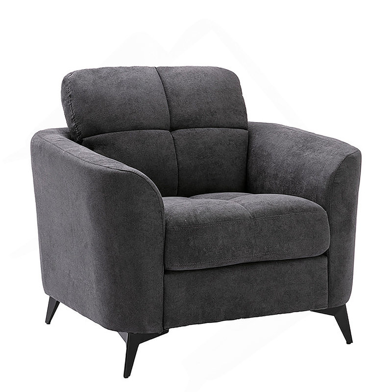 Chaise l 39 po en tissu gris, Gris