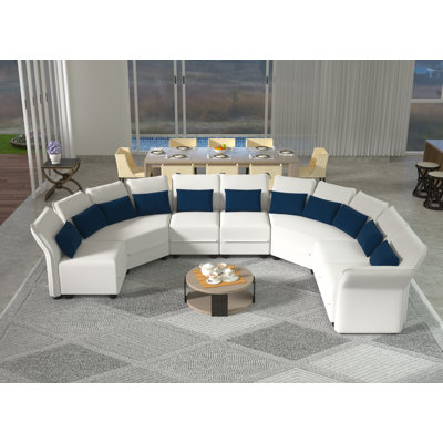 Canapé modulaire en microfibre avec repose-pieds de 130 po Broddi