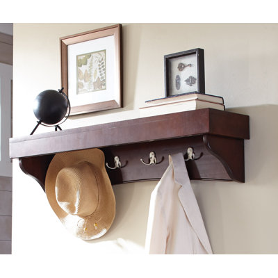 Shaker Cottage Wall-Mounted Coat Rack with Shelf, Espresso