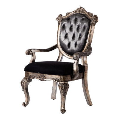 2 fauteuils à accoudoirs gris et argentés et platine antique avec siège confortable en bois massif et 2 fauteuils confortables