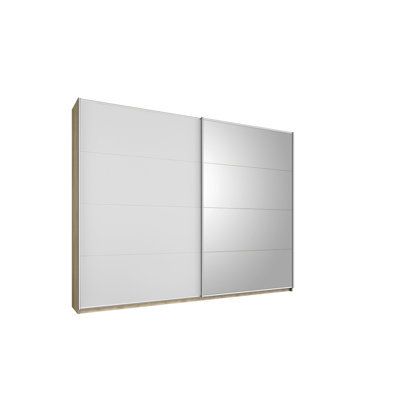 Gandra 2 Sliding Door Wardrobe 226 cm Alpinwhite/Oak Sonoma Mirror INCL. Delivery and Assembly
