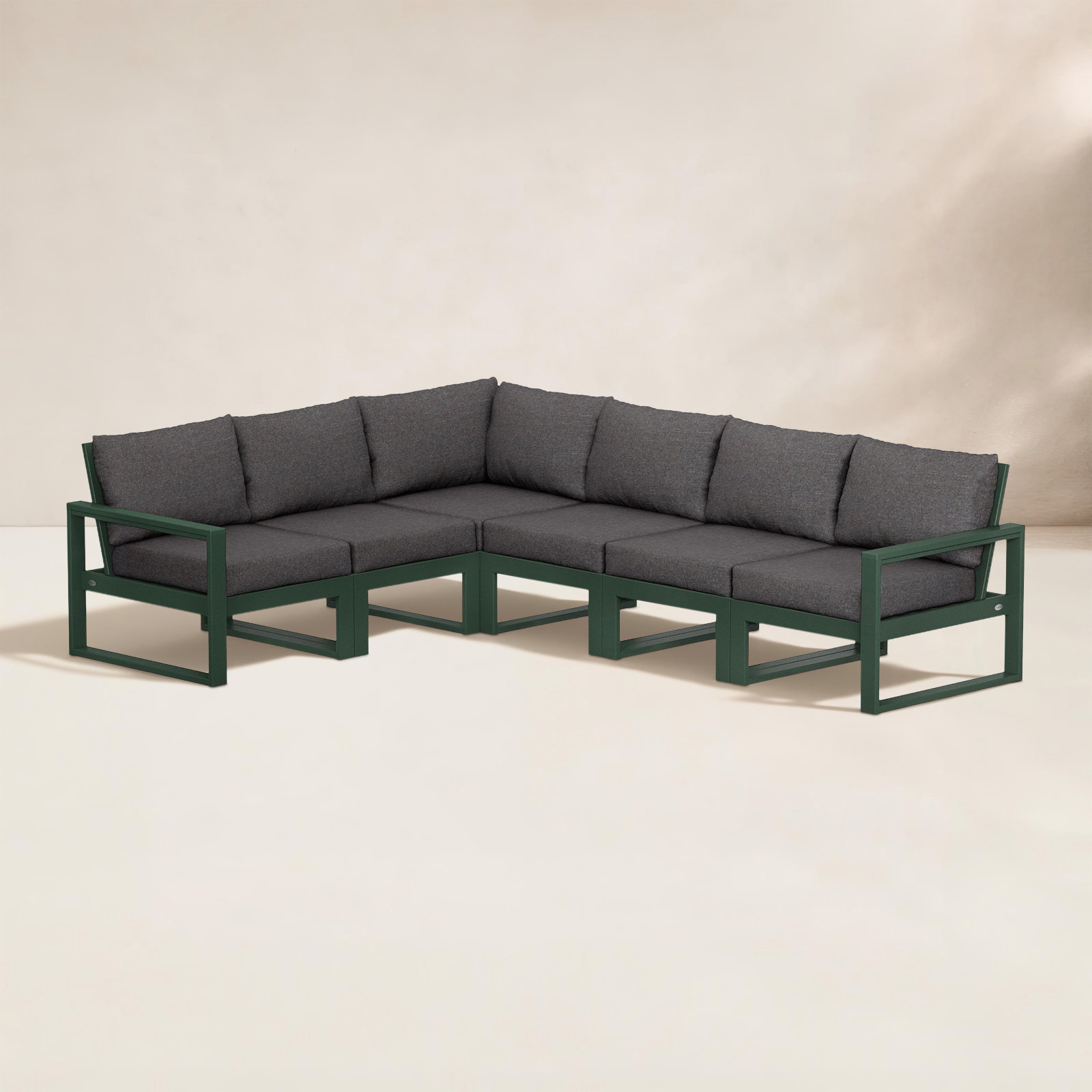 POLYWOOD® Edge 111" Patio Sectional, Spa, Green
