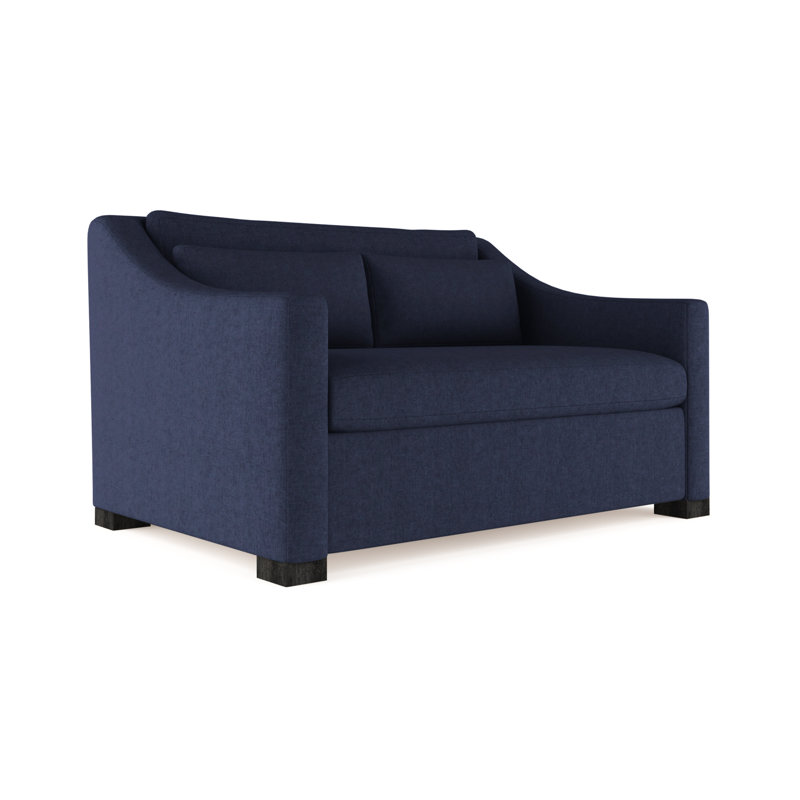 Causeuse Crosby, Velours moelleux imprimé bleu, H 32,5 po x l 60 po x P 43 po, Ébène