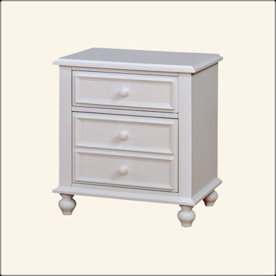 Table de chevet en bois avec 2 tiroirs, blanc
