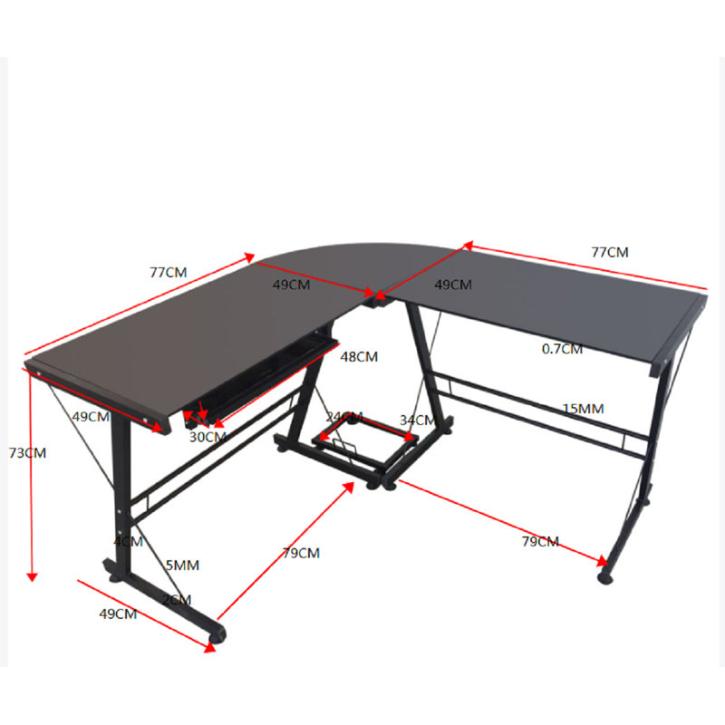 Monmouth L-Shaped Computer Desk, Black