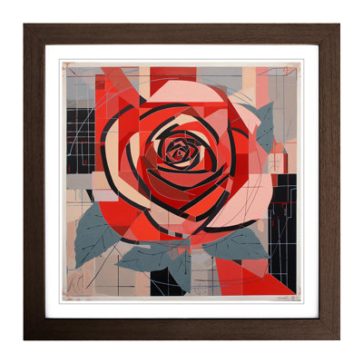 Rose Constructivism No.3 - Single Picture Frame Print on Wood